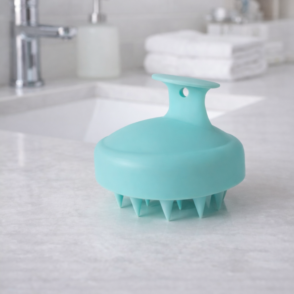 Masážní kartáč na mytí vlasů ZELENÝ6